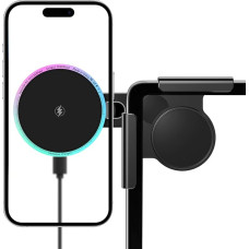 15W RGB Mobile Phone Holder for Tesla Model 3/Y/X/S MagSafe Mobile Phone Holder Car Magnet with 1M C-C Cable for iPhone 12-16 Series and MagSafe Case (Colourful RGB)