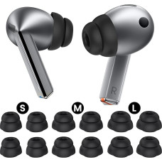 Delidigi Galaxy Buds3 Pro Eartips, 6 Pairs of Double Flange Silicone Earplugs Attachments, Replacement Parts Accessories, Compatible with Samsung Galaxy Buds3 Pro 2024 S/M/L (Black)