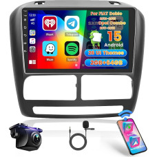 Hikity 2+64G Car Radio for Fiat Doblo 2010-2015/Opel Combo 2011-2018 with Wireless Carplay Android Car Mirror Link, 9 Inch Touchscreen Android Radio with Bluetooth GPS WiFi EQ FM RDS SWC Rear View