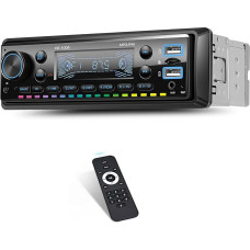 1 Din Autoradio mit Bluetooth, Single Din Media Player mit FM-Radio, MP3-Player drahtlose Bluetooth Musik/Anruf USB/AUX/TF-Karte 7 Farbe Taste Licht Fernbedienung