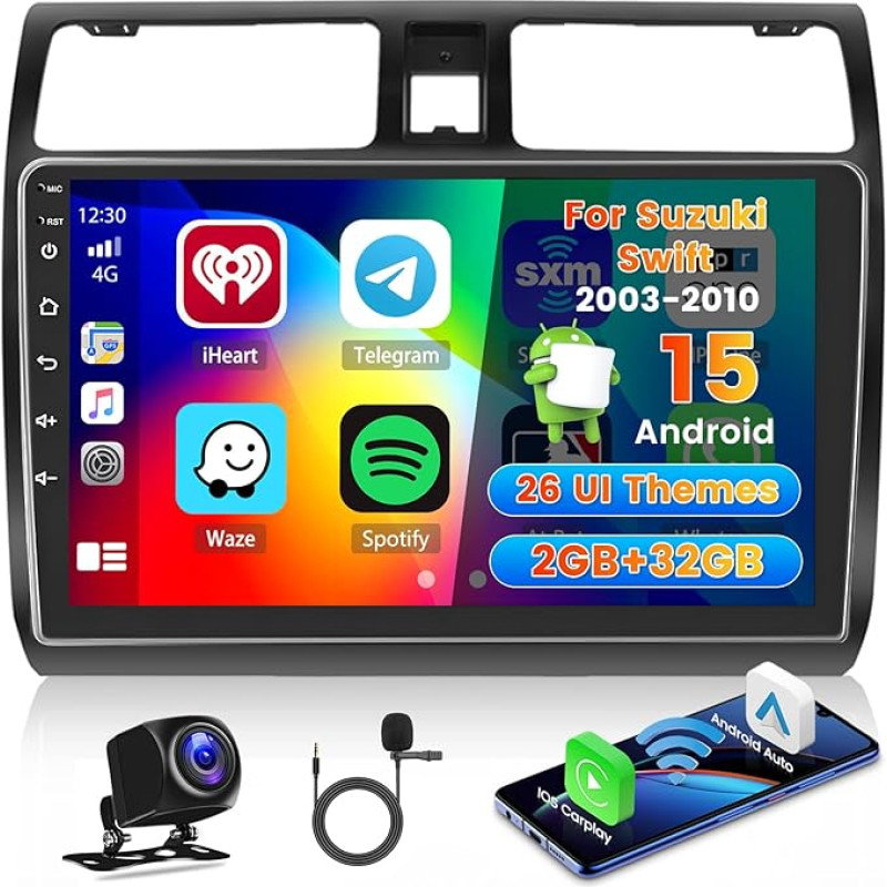 Roinvou 2+64G Android Car Radio Navigation for Suzuki Swift 2003-2010 with Wireless Carplay and Android Car, 10.1 Inch Touchscreen Radio with WiFi GPS Bluetooth Mirror Link EQ FM/RDS SWC Reversing