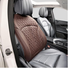 POKSRI 1p Tikros karvės odos sėdynių užvalkalas Automobilio priekinės sėdynės atlošo užvalkalai, sėdynės pagalvėlė Automobilio vairuotojo sėdynė, natūralios odos rinkinys, automobilio sėdynių apsauga, tinka daugumai B/C segmento modelių (atlošas, kava)