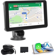 Inefala Car Radio GPS Navigator with Wireless Carplay Android 7 Inch Touchscreen Car Radio with Bluetooth, Airplay, Siri, AUX/FM Transmitter, Mirror Connection, Type-C 64G TF Card