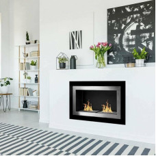 Dstanzion Bioethanol Fireplace, Ecological Fireplace, Smokeless Fire, Heating with Ethanol, Made in Italy, 90 x 17 x 39 cm, Black