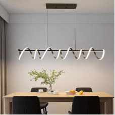 Mikeru 120 cm Spiral Pendant Lamp, Creative LED Pendant Light, Dining Room Lamp, Dimmable, 10% - 100% Brightness, 3000 K / 4500 K / 6000 K Linear Chandelier, Height 150 cm Adjustable for Dining Room,