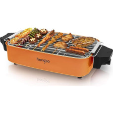 1800 W elektrinis stalinis 1800 W elektrinis grilis / kepsninė, nedūmijanti kepsninė / grilis su metaliniais lašėjimo padėklais balkonui ir vakarėliams uždarose patalpose, juoda / oranžinė / mėlyna