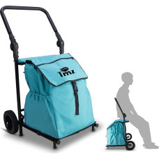 Tmz 3-in-1 Shopping Trolley Large 120 Litres Shopping Trolley with Seat Shopping Bag with Wheels Foldable Shopper Foldable Bag Removable Shopping Trolley Hand Trolley Sky Blue