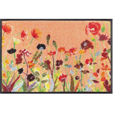wash+dry Doormat, Wildflowers, 40 x 60 cm, washable for indoor and outdoor use, brown