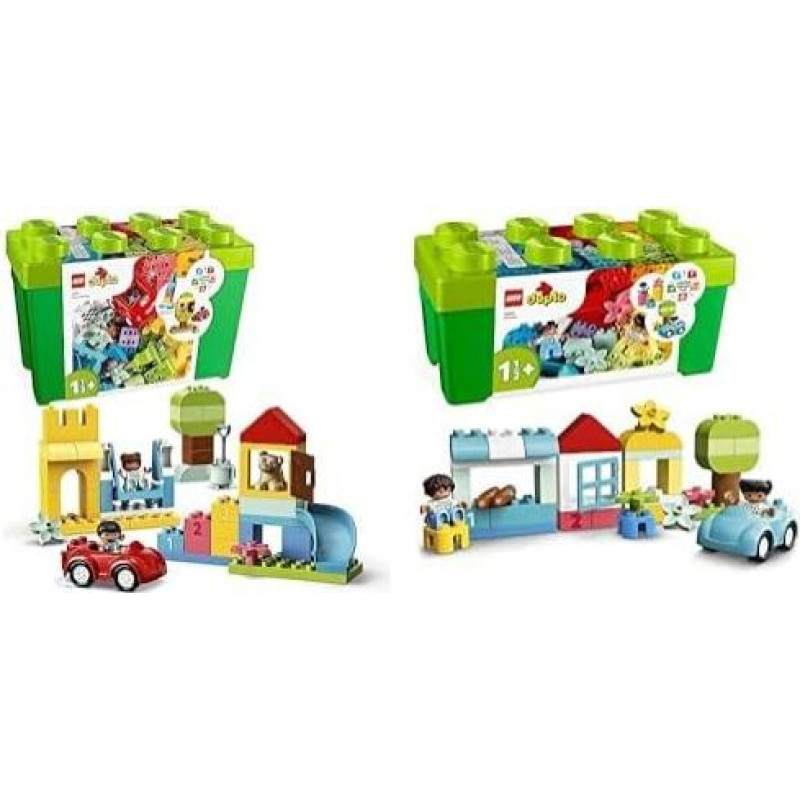 LEGO 10914 DUPLO Deluxe akmenukų dėžutė, nuo 1,5 metų ir 10913 Duplo Classic akmenukų dėžutė, kūrybinė dėžutė su laikymo vieta, pirmosios kaladėlės, smulkiosios motorikos lavinimo žaislas, dovana mažyliams nuo 1,5 metų