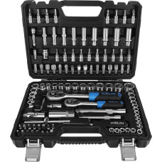 KELIN Socket Spanner Set 108-Piece Ratchet Wrench Ratchet Box Set with Reversible Ratchet 1/4 Inch and 3/8 Inch Includes Standard Torx Bit Set, Extensions, Socket Set and Nuts for Home (108)