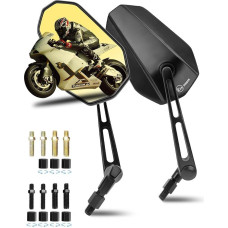 SUPAREE Motociklo veidrodis Motociklo galinio vaizdo veidrodis Universalus vairo veidrodis Motociklas E Tested Geltonas veidrodis Stiklas 360° pasukamas su M8 M10 dešiniuoju sriegiu ir kairiuoju sriegiu, suderinamas su motoroleriu