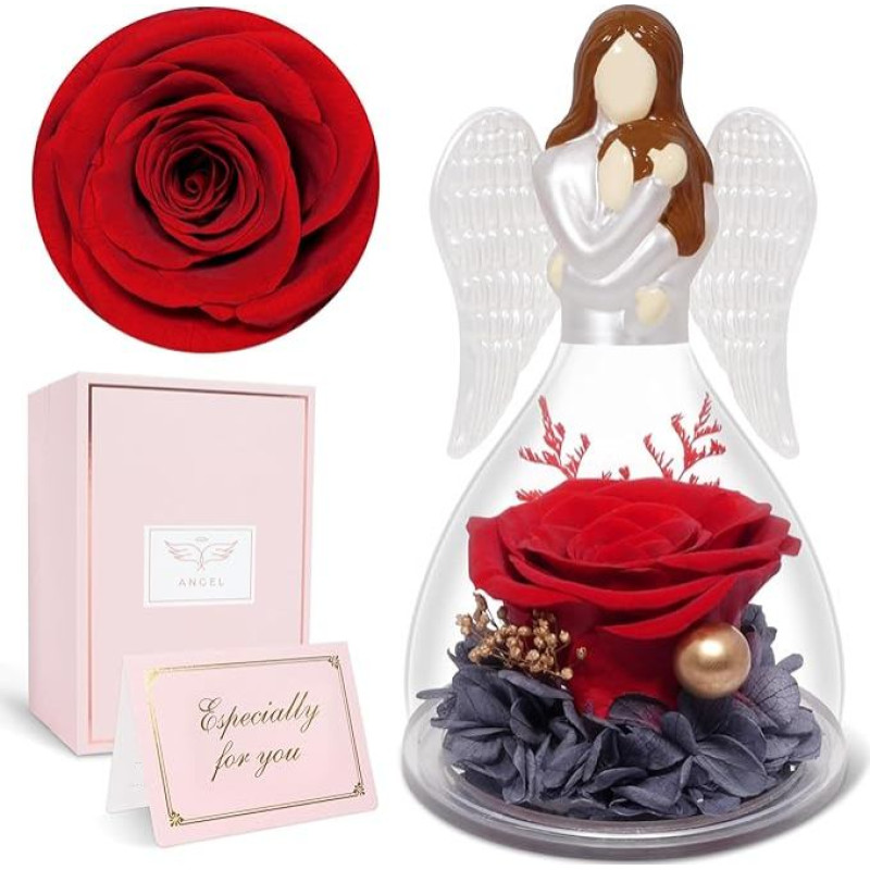 Dovanos mamai, amžinoji rožė stiklinėje mamos figūrėlėje, Motinos dienos dovanos mamai, gimtadienio dovana mamai, dovanos dukroms, amžinoji gėlė Motinos dienai, dovana mamai