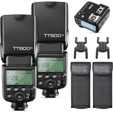 Godox 2 pakuotės TT600 blykstė su X2T-N HSS 2.4G belaidė pagrindinė/išjungiamoji blykstė Speedlite ir imtuvas Godox X2T-N nuotolinio paleidimo siųstuvo rinkinys su integruota X sistema, suderinama su Nikon fotoaparatais