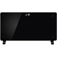 DONYER POWER 2000 W itin plonas konvektorinis šildytuvas, montuojamas ant sienos arba laisvai pastatomas, juodas stiklo skydelis