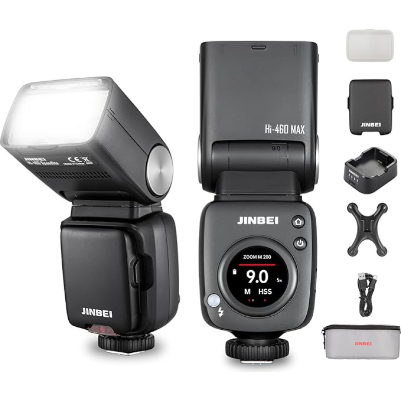 JINBEI Hi-460MAX Speedlite Flash 80Ws GN48 Lithium Battery 2000mAh Recycle Time 0.05 to 1.7s Universal Shoe for Canon Nikon Fuji Panasonic Olympus