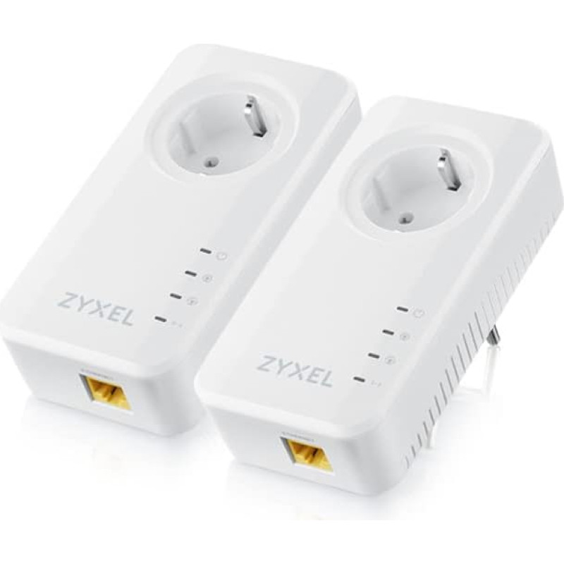 Zyxel G.hn 2 Powerline Kit Ethernet Adapter - Pass-Through, Gigabit, Plug and Play, 8K Content Streaming Pack of 2 [PLA6457]