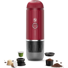 Nešiojamasis espreso kavos aparatas, 19 barų slėgis, elektrinis šildytuvas, kelioninis kavos aparatas stovyklavimui, žygiams, biurui (raudonas)