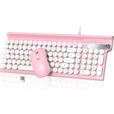 Klaviatūros pelės rinkinys, RaceGT klaviatūra, rausva retro rašomosios mašinėlės klaviatūra Spalvinga pelė ir klaviatūra su mobiliojo telefono laikikliu Klaviatūros klaviatūros klaviatūros kabelis Klaviatūra PC Mac kompiuteriui Nešiojamasis kompiuteris QW