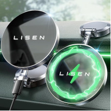 LISEN 15 W for Magsafe Car Holder with Charging Function, Magsafe Charger, Car Magnetic Mobile Phone Holder, Car Wireless Car Charger, Car Mobile Phone Holder for iPhone 16 15 14 13 12 Pro Max Mini