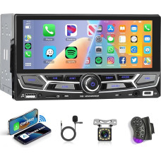 Hodozzy Double DIN Car Radio CarPlay Android Car 6.86 Inch HD Touchscreen 2 DIN Screen Bluetooth Stereo Car Multimedia MP5 Player Mirrorlink FM Radio/Type-C/USB/TF/AUX SWC Reversing Camera