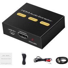 KUYiA HDMI 2.0 Audio Extractor HDMI 2.0V to HDMI Video and Audio Splitter Converter with 3.5mm Stereo Audio Out Adapter Compatible with HDTV PS4 Slim Xbox Chromecast (Black)