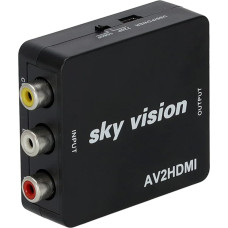 Sky Vision RCA to HDMI Adapter AV/RCA/FBAS to HDMI, Video Audio Converter, 1080P, PS2, Wii N64, Supports PAL/NTSC, Plug and Play, Black