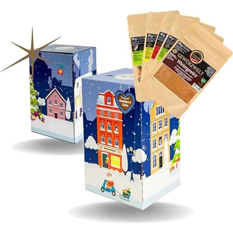 Altenburger Original Advent Calendar Spices and Salts for Adults with High-Quality Delicatessen Spices, Spice Mixes, Spice Salts and Pepper, Lovingly Filled by Hand