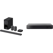 Sony HT-S40R 5.1 Channel Soundbar (Including Wired Subwoofer, Wireless Rear Speakers, Bluetooth, Surround Sound, Dolby Digital), Black & BDP-S6700 Blu-ray Player Black