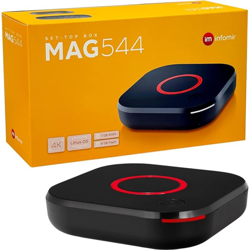 MAG 544 Original Infomir & hb-digital 4K Set Top Box Multimedia Player Internet TV Receiver UHD 60FPS 2160p @ 60 FPS HDMI 2.1 4K and HEVC Support USB 3.0 4X ARM Cortex-A35 + HDMI Cable