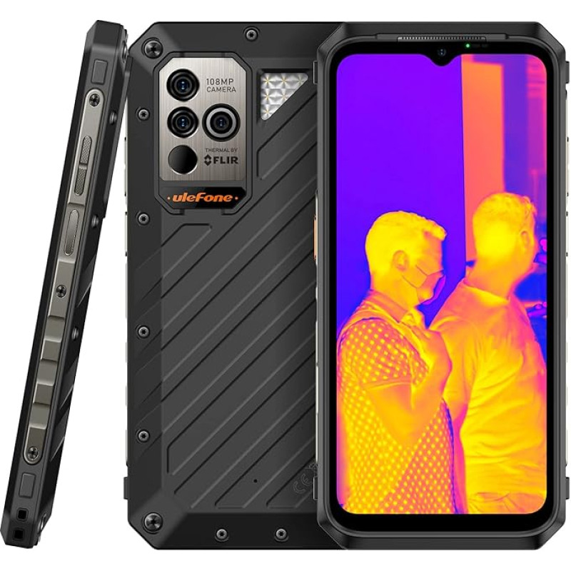 Ulefone Power Armor 19T Thermal Imaging Camera (Lepton 3.5) Outdoor Mobile Phone without Contract, 108MP Camera, 12GB + 256GB, 6.58 Inch 120Hz FHD+, IP68 Waterproof Android 12 Smartphone Dual SIM,