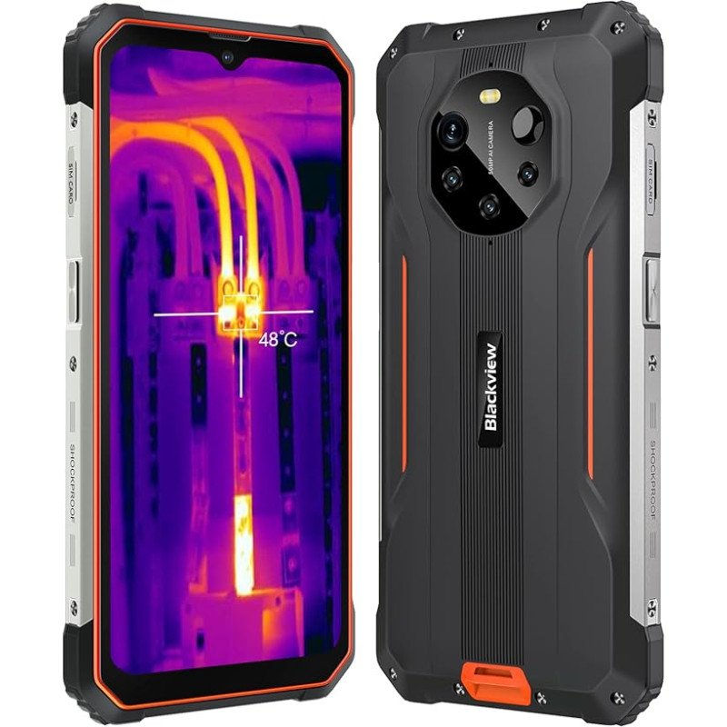 Blackview 5G Thermal Imaging Camera Outdoor Smartphone Without Contract BL8800 PRO, 50MP Quad Camera, Dimensity 700 8GB + 128GB, 6.58 Inch FHD+, 8380 mAh Battery 33 W Quick Charge, IP68 Robust Mobile