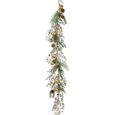 Decorated Garland Made of Artificial Fir Decorated with Christmas Tree Baubles Cones Berries Eucalyptus 160 cm Fir Garland Christmas Decoration Christmas Garland Decoration for Christmas Artificial