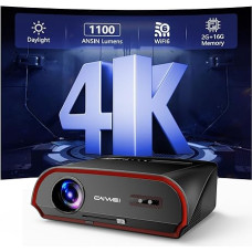 Projector 4K Home Cinema, 1100 ANSI Daylight Smart Projector, Built-in 2G+16G Android TV with 5G WiFi, Full HD Bluetooth Projector with Nexflix, HDR10+, 6D/6P Keystone Correction for Gaming