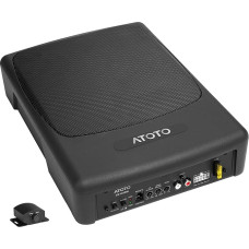 ATOTO CS-101SW 10 Inch Active Car Subwoofer, Compact Underseat Active Subwoofer Car with Built-in Amplifier, 400 Watt Max, Low and High Level Inputs, Remote Control Subwoofer Control