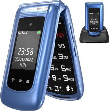 uleway Senior Mobile Phone Folding Mobile Phone without Contract, Large Buttons Mobile Phone Simple and Buttons Emergency Call Function, Dual 2.4 Inch Display Mobile Phone for Seniors (Blue)