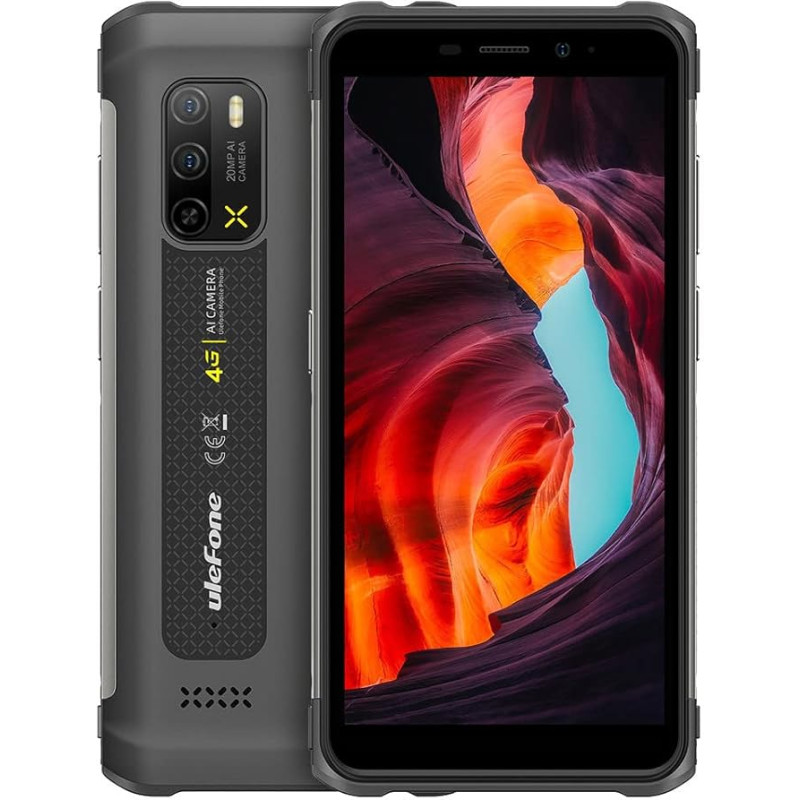 Ulefone Armor X10 PRO Outdoor Smartphone Without Contract, 20MP Underwater Camera, Helio P22 4GB + 64GB, 5.45 Inch IP68 Waterproof Mobile Phone Android 11, 5180 mAh Battery, 3 Card Slot, Face Unlock