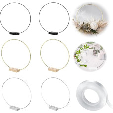 JHZXing Metal Rings for Crafts, 30 cm, Pack of 6 Metal Rings with Wooden Stand, Metal Decorative Rings, Hanging Rings for DIY Dream Catcher, Wedding, Table Decoration, Christmas Wreath, Decoration,