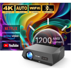 Car Focus Projector WiFi 6 Android TV, 4K Support Smart Home Cinema Projector Bluetooth 1200ANSI 1080P Full HD Video Projector with Netflix 8000+ Apps Compatible with Fire Stick/PS5/Phone Outdoor