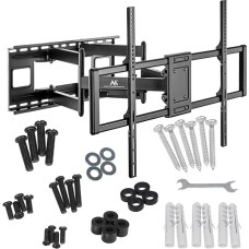 Maclean MC-482 TV Wall Mount for 60-120 Inch Flat & Curved TVs up to 120 kg Max. VESA 900 x 600 Swivelling, Tilting and Rotating, Universal TV Mount