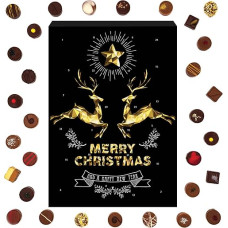 Hallingers Golden Elk Advent Calendar Chocolates Gift Handmade Part with Alcohol from Fine Cocoa Chocolate (Box) - Fill Advent Calendar Novelties & Advent Calendar | Congratulations Hanukkah Fre