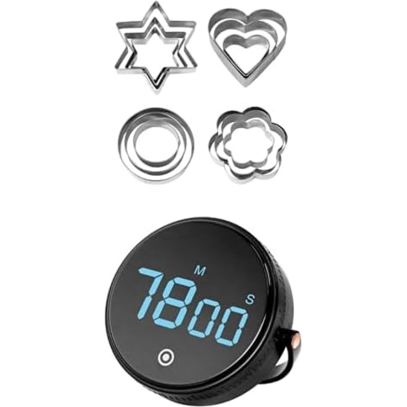 Bundle of AiQInu Pack of 12 Cookie Cutters, Stainless Steel Cookie Cutters + AiQInu Egg Timer Digital, Kitchen Timer Magnetic, Digital Timer