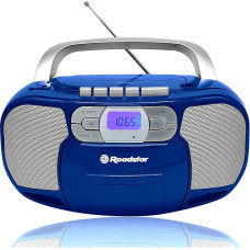 Roadstar RCR-4635UMP/BL Portable CD Radio Cassette, Digital Radio PLL FM, Boombox CD MP3 Player, USB, AUX-IN, Headphone Output, Blue