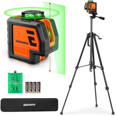GOCHIFIX 5 Line Laser Spirit Level with Tripod 2 Plumb Dots Self-Levelling Laser with Horizontal and Vertical Lines for Indoor Construction Site Includes Target Board, Battery, Carry Bag
