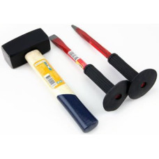 1500 g Club Hammer Chisel Set Point Chisel Flat Chisel Hammer DIN 6475