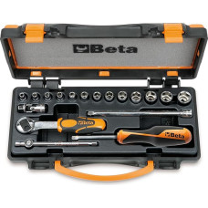 Beta 900/C13-5 Sechskant-Steckschlüssel Set, Schraubendreher Bundle, Werkstatt Tools (13 Sechskant-Steckschlüssel, 5 Betätigungswerkzeuge, verchromtes Werkzeug), Schwarz/ Orange