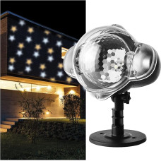 EMOS DCPN01 Star LED Projector, White and Yellow Stars, Effective Wall Lighting, Façade, Wall and Wall Projection, IP44, Christmas Lighting for Outdoor and Indoor Use, 3 m Cable, Black