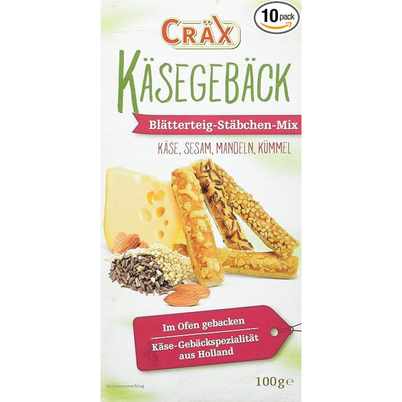 Cräx Cheese Puff Pastry Sticks Mix, 10 x 100 g