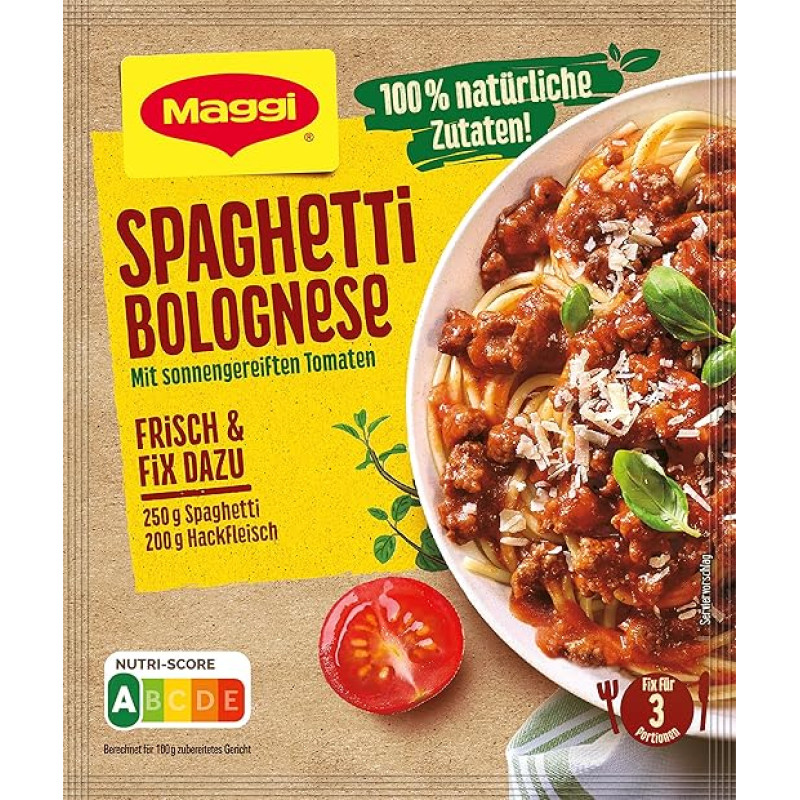 MAGGI Fix for Spaghetti Bolognese Spice Mix, 100% Natural Ingredients, for 3 Servings, Pack of 1 (1 x 36 g Pack)