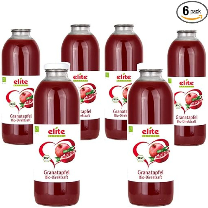 Elite Naturel Organic Pomegranate 100% Direct Juice, 6 x 700 ml