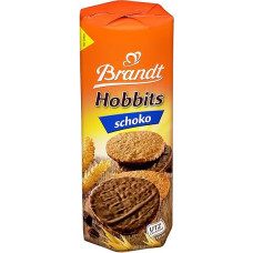 Brandt Hobbits Chocolate, 265 g pakuotė, sotūs viso grūdo sausainiai su avižiniais dribsniais ir šokoladu, traškūs kepiniai visai šeimai, praktiškame sausainių ritinėlyje